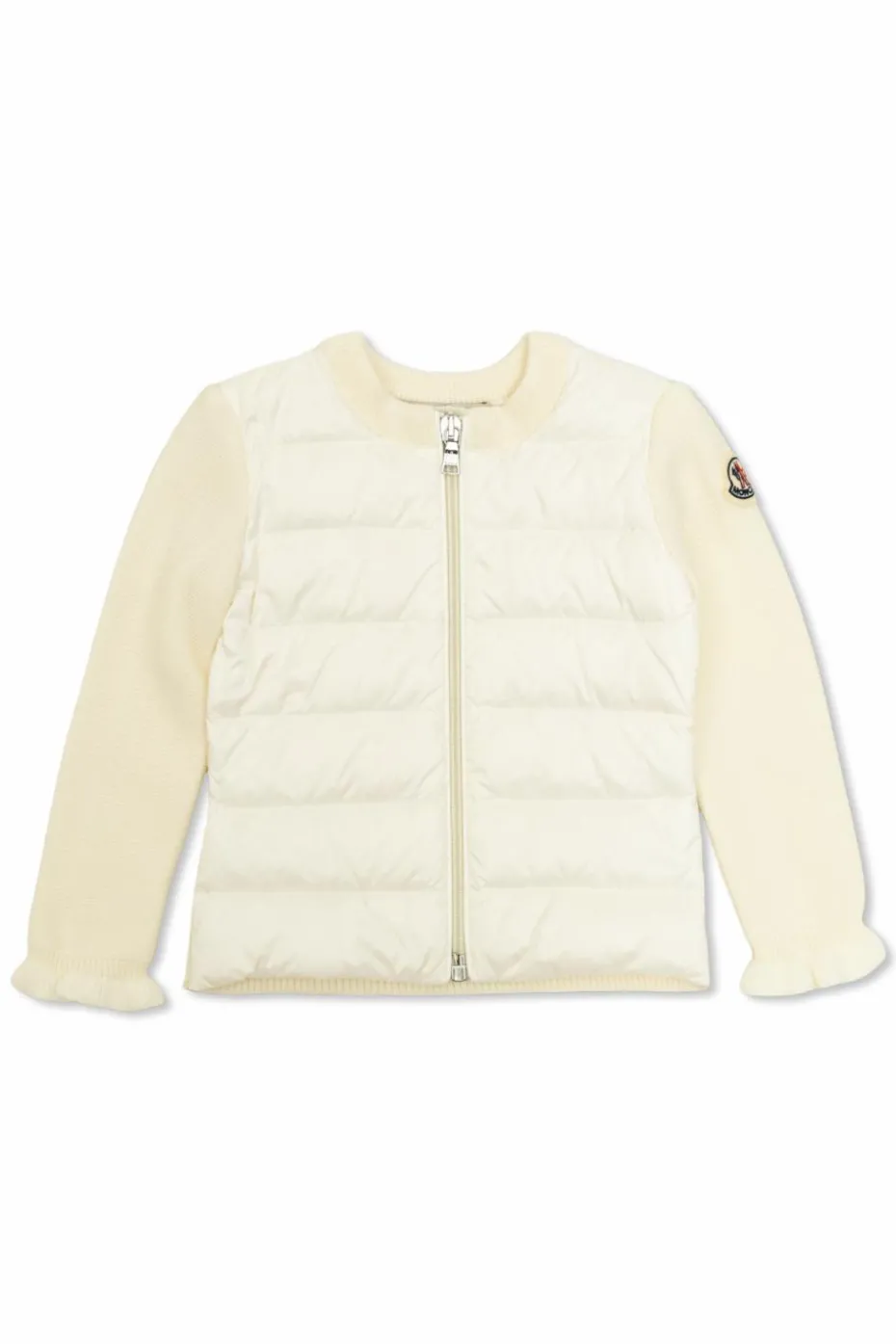 Moncler Enfant kremowy Kardigan z puchową wstawką