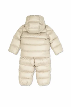 Moncler Enfant kremowy Komplet puchowy: kurtka i spodnie na szelkach