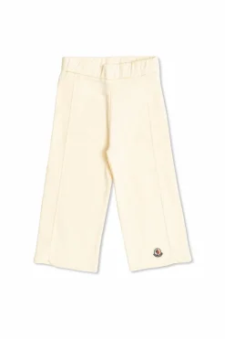 Moncler Enfant kremowy Spodnie z naszywką z logo