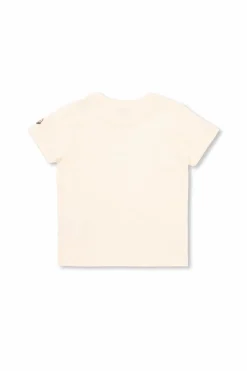 Moncler Enfant kremowy T-shirt z nadrukowanym logo