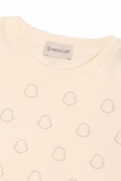Moncler Enfant kremowy T-shirt z logo