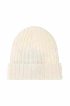 Moncler Enfant kremowy Wełniana czapka z naszywką z logo
