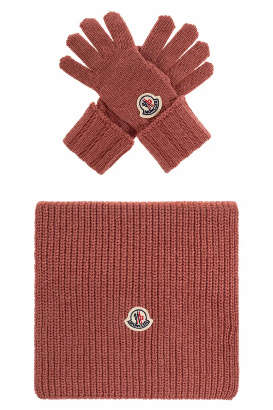 Moncler Enfant RÓŻOWY Komplet: szal i rękawice