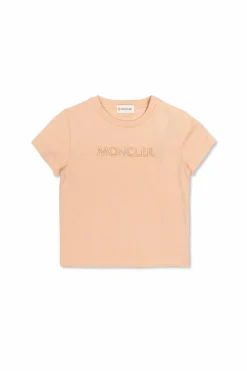 Moncler Enfant RÓŻOWY T-shirt z wyszytym logo