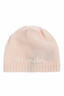 Moncler Enfant RÓŻOWY Wełniana czapka z wyszytym logo