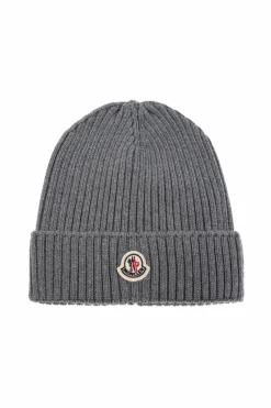 Moncler Enfant SZARY Czapka z naszywką z logo