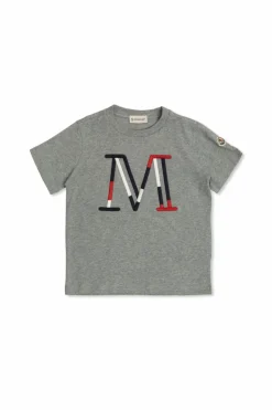 Moncler Enfant SZARY T-shirt z wyszytym logo