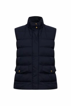 Moncler GRANATOWY Kamizelka puchowa `Besset`