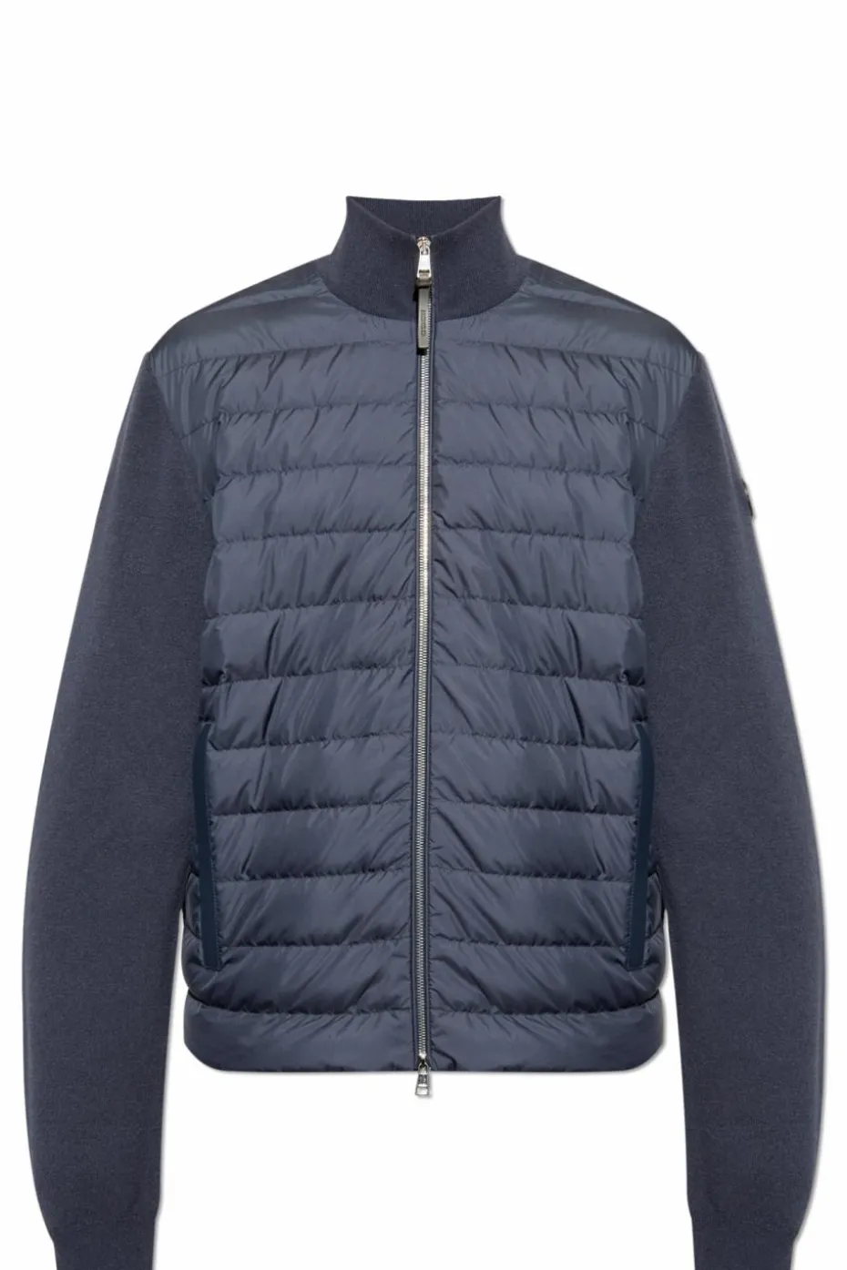 Moncler GRANATOWY Kardigan z puchową wstawką