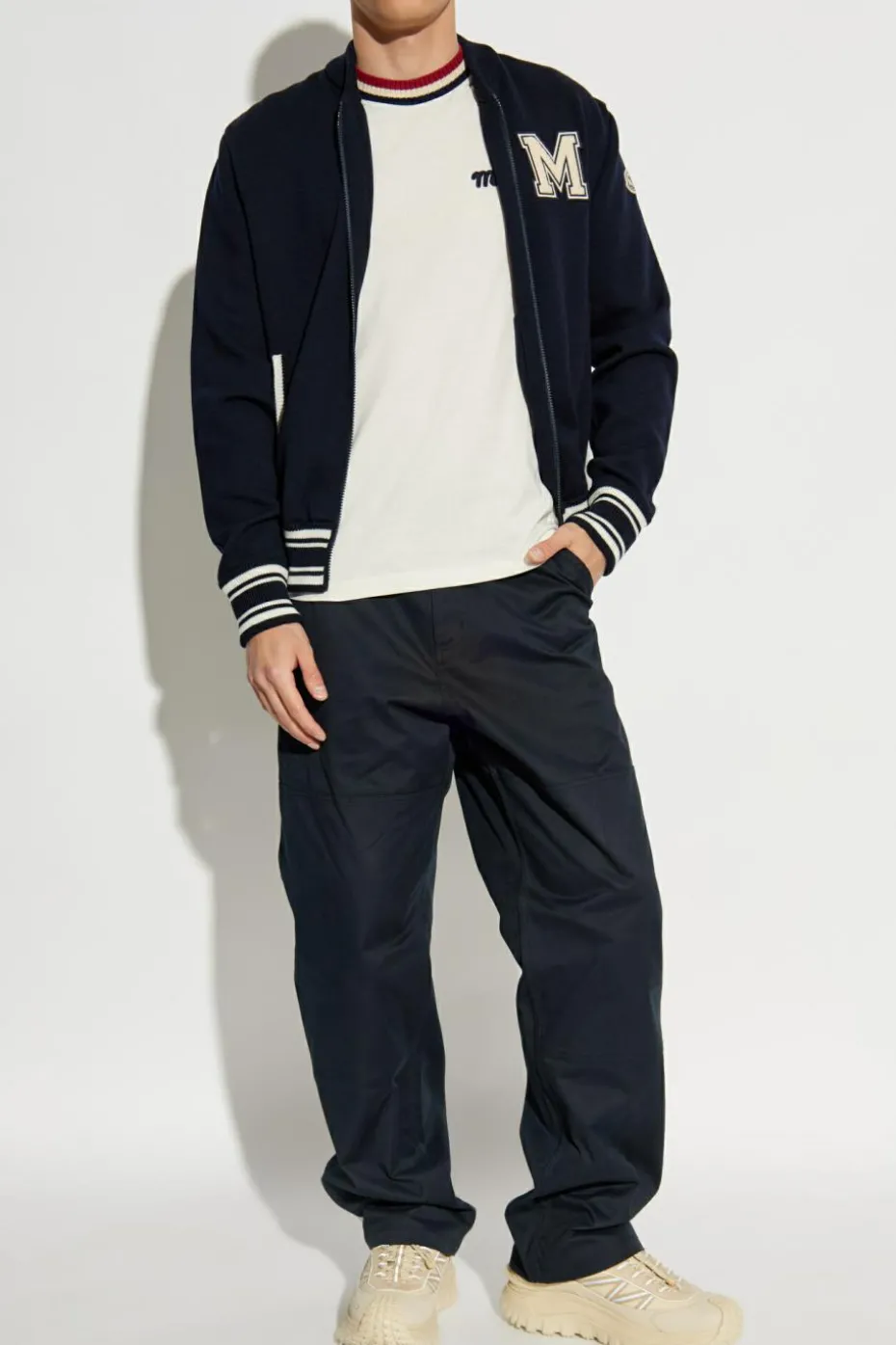 Moncler GRANATOWY Kurtka z logo