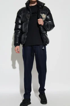 Moncler GRANATOWY Spodnie w kant