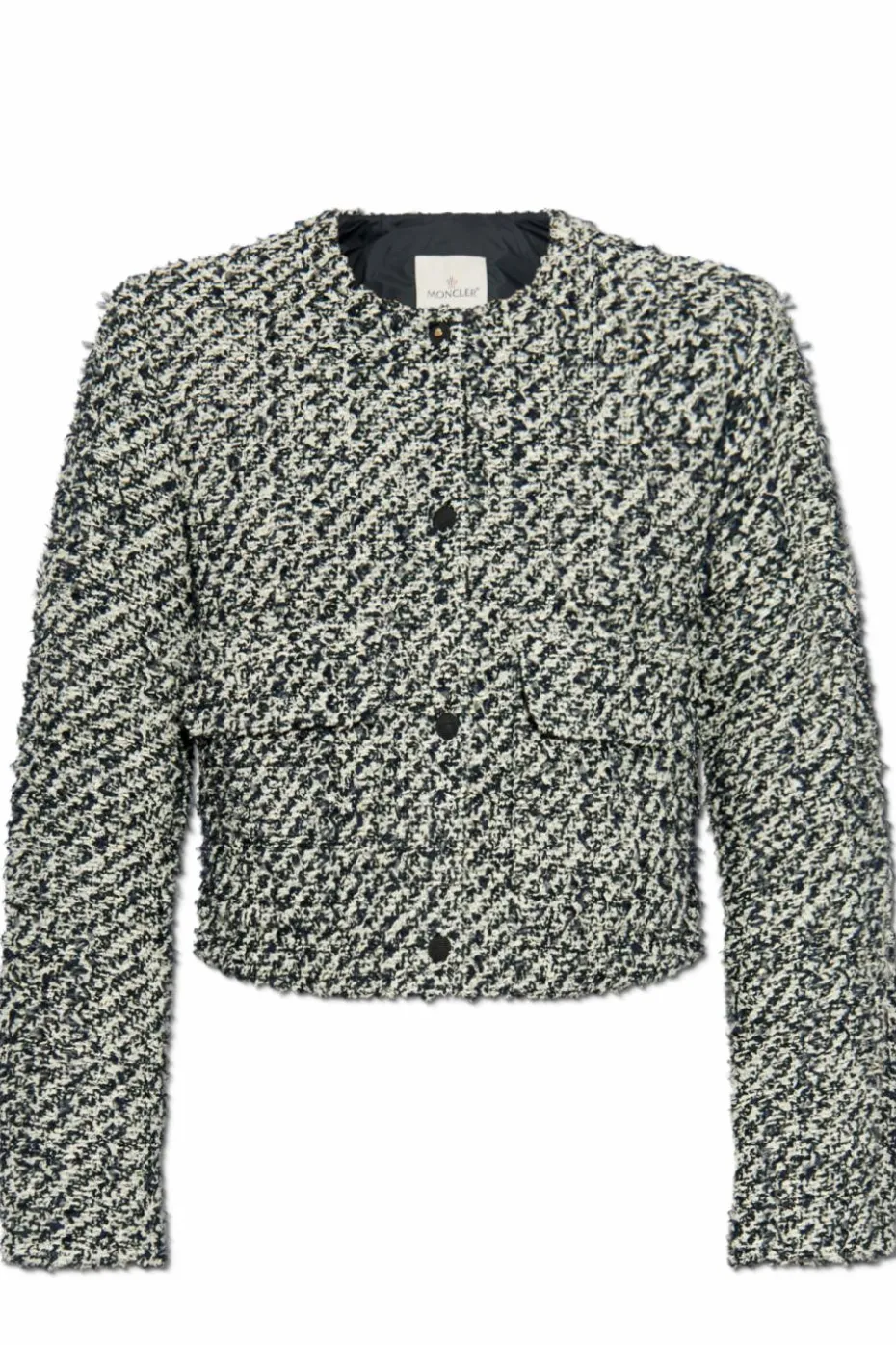 Moncler GRANATOWY Tweedowa kurtka puchowa `Duphin`