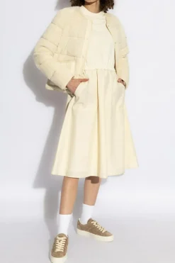 Moncler kremowy Bawełniana sukienka z kieszeniami