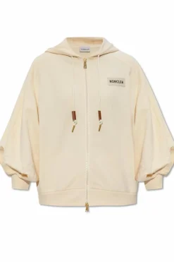 Moncler kremowy Bluza z naszywką z logo