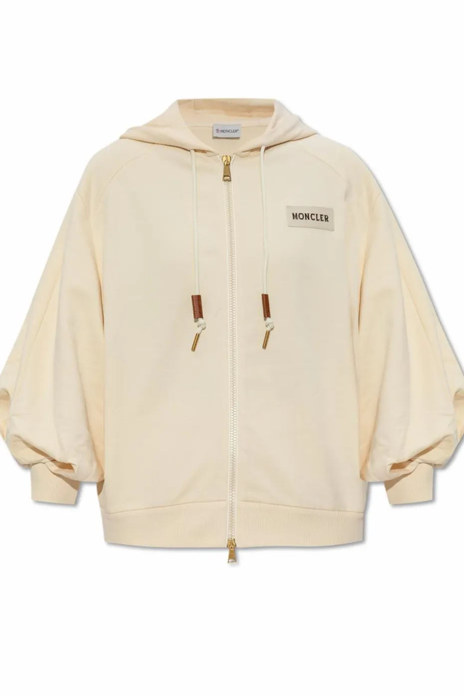 Moncler kremowy Bluza z naszywką z logo