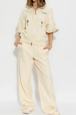 Moncler kremowy Bluza z naszywką z logo