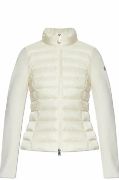 Moncler kremowy Kardigan z pikowanym przodem