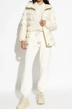 Moncler kremowy Spodnie dresowe z logo