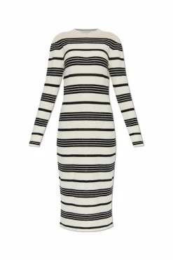 Moncler kremowy Sukienka ze wzorem w pas