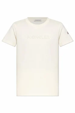 Moncler kremowy T-shirt z logo
