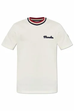 Moncler kremowy T-shirt z logo