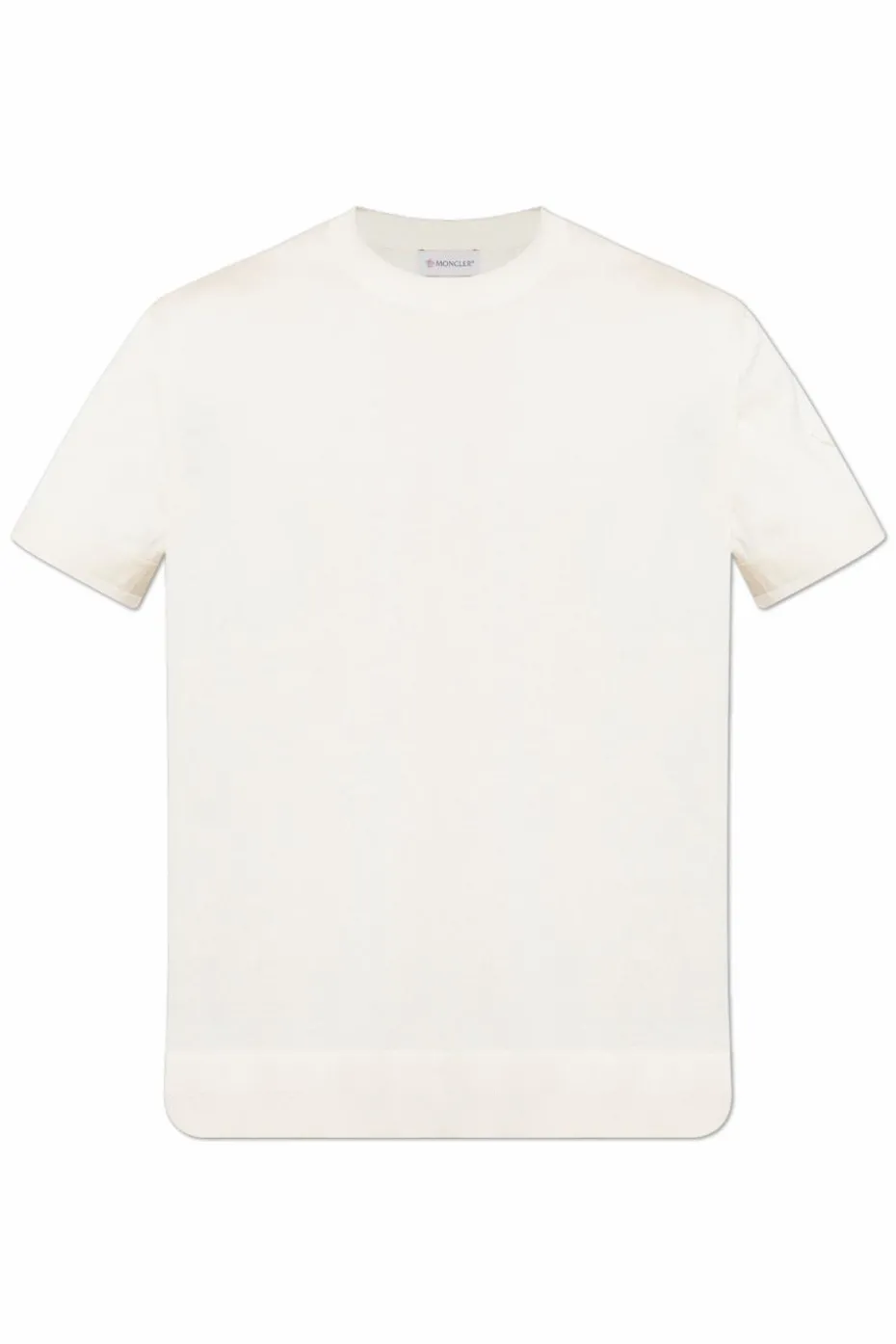 Moncler kremowy T-shirt z okrągłym dekoltem