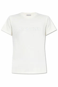 Moncler kremowy T-shirt z logo
