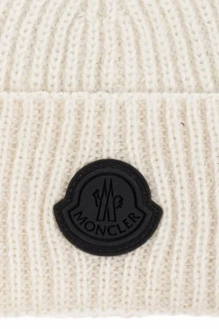 Moncler kremowy Wełniana czapka