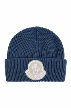 Moncler NIEBIESKI Czapka z naszywką z logo