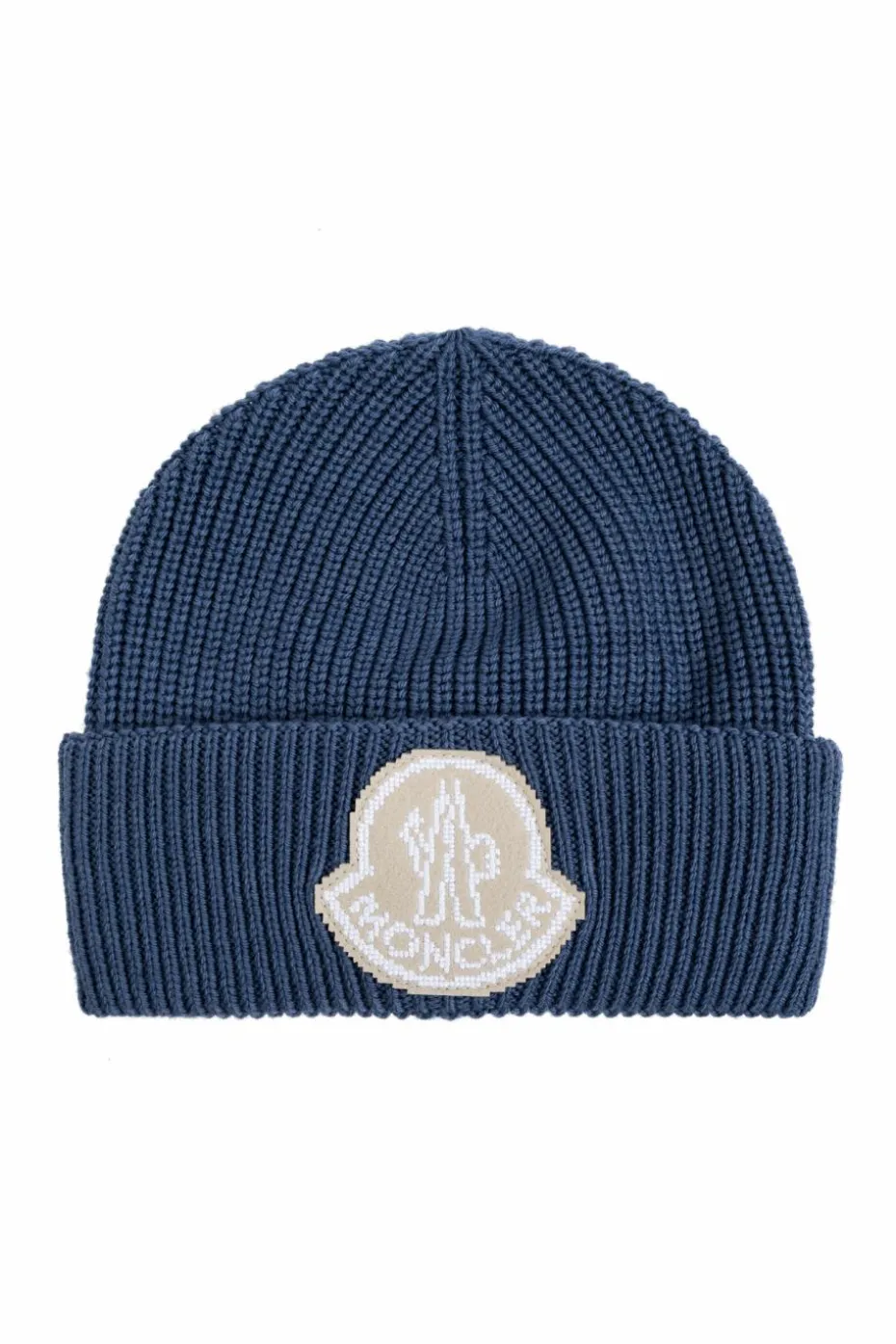 Moncler NIEBIESKI Czapka z naszywką z logo