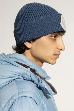 Moncler NIEBIESKI Czapka z naszywką z logo