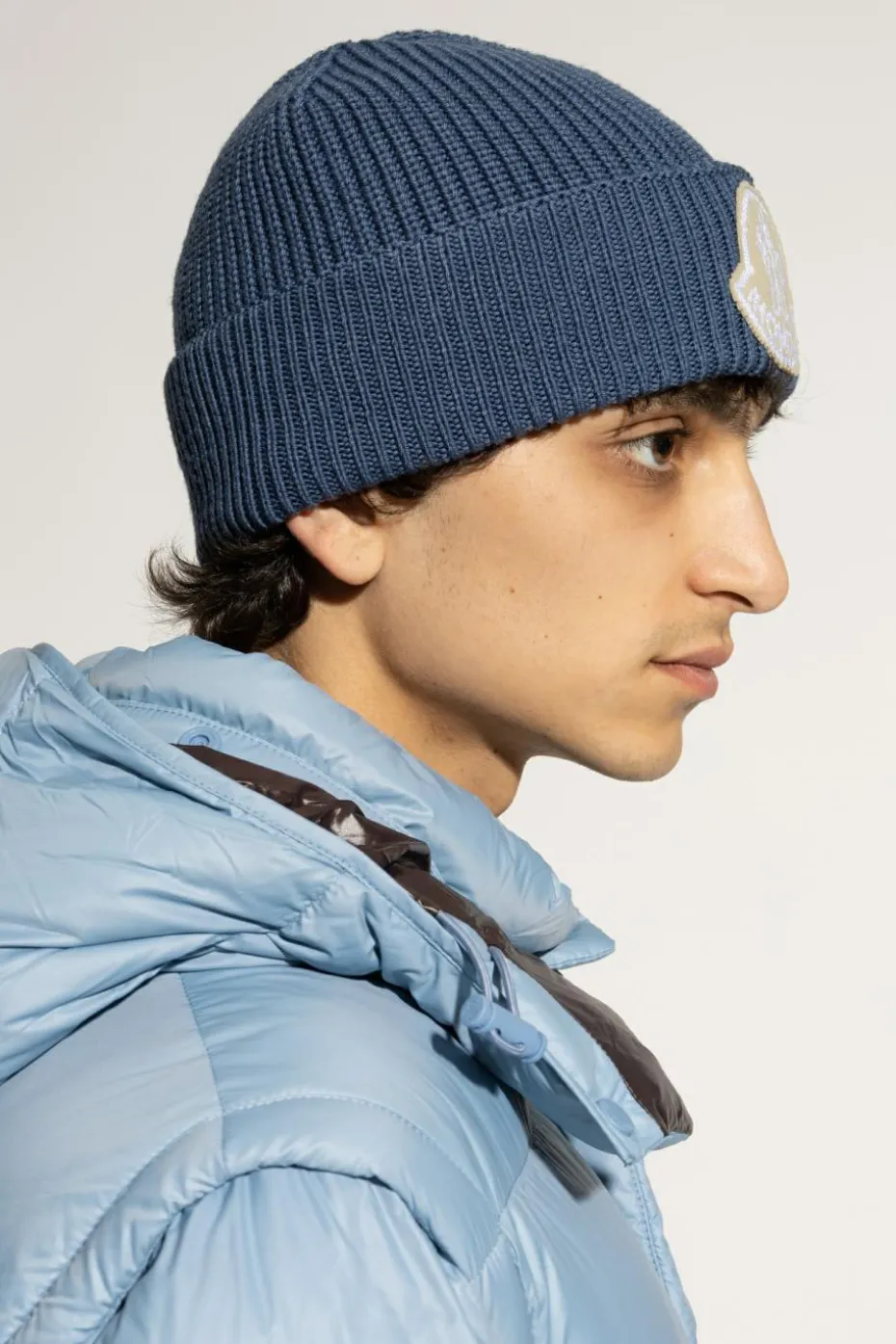 Moncler NIEBIESKI Czapka z naszywką z logo