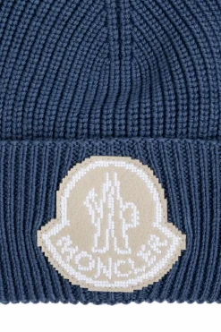 Moncler NIEBIESKI Czapka z naszywką z logo
