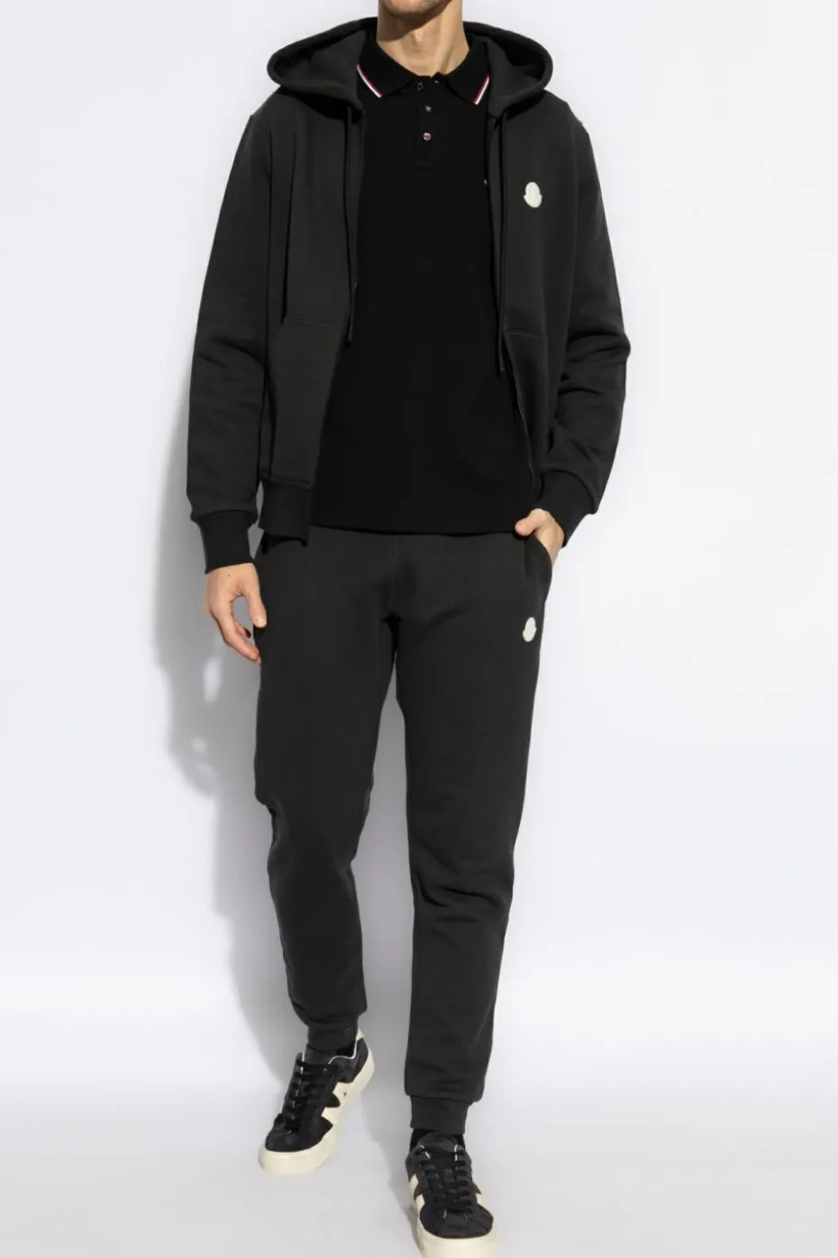 Moncler SZARY Bawełniana bluza z kapturem