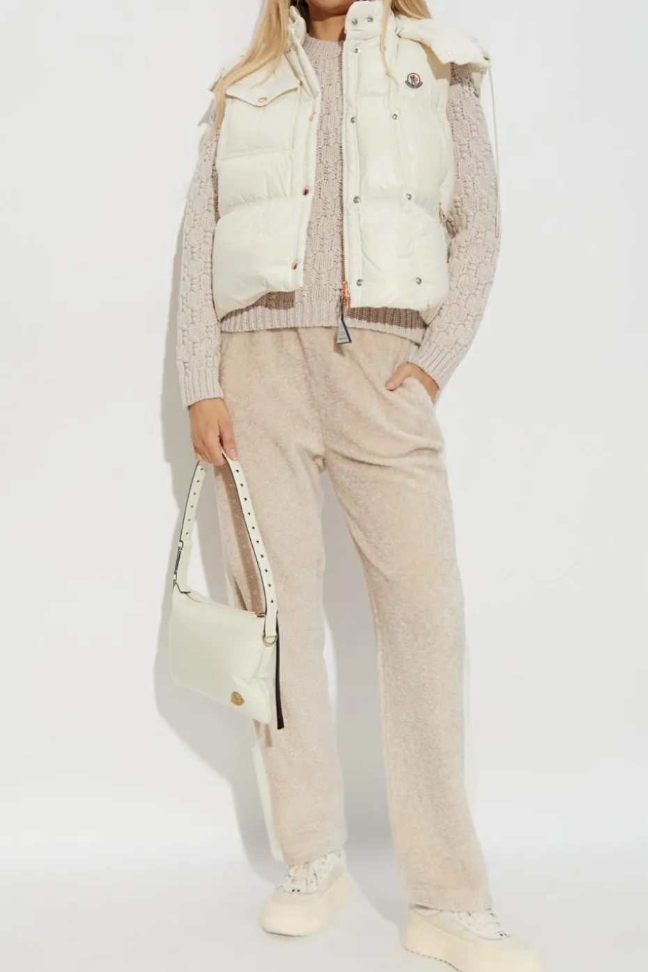Moncler SZARY Sweter o dekoracyjnym splocie