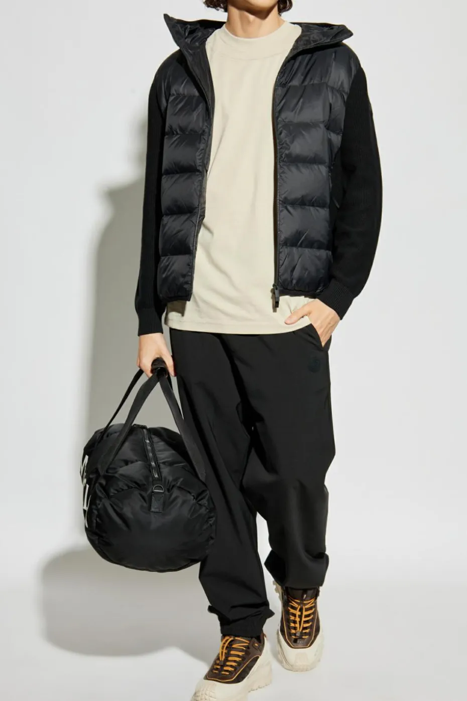 Moncler SZARY T-shirt z logo