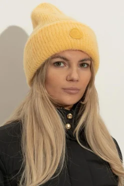 Moncler ŻÓŁTY Czapka z naszywką z logo