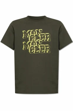 Moncler ZIELONY T-shirt z logo