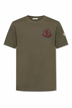 Moncler ZIELONY T-shirt z nadrukowanym logo