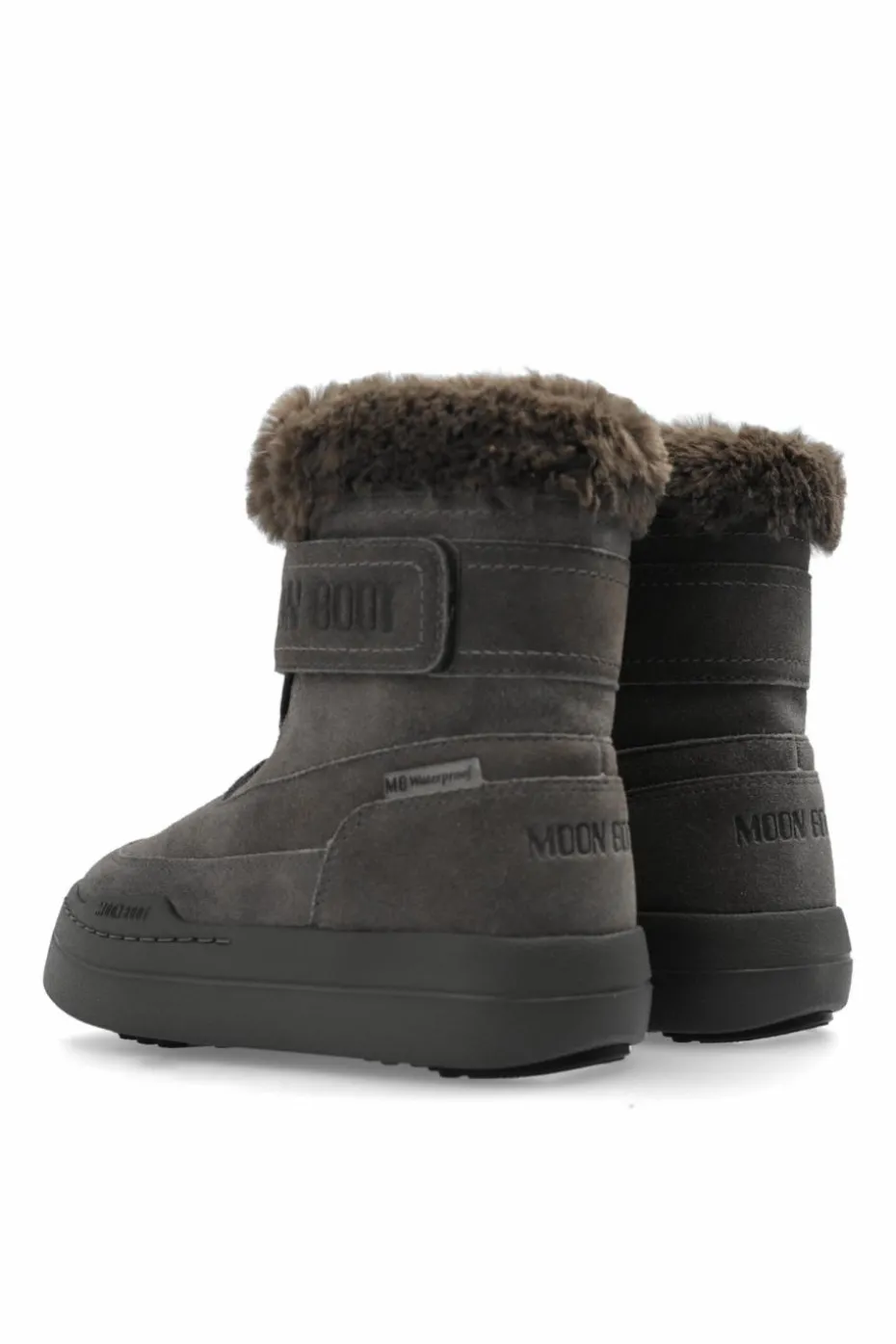 Moon Boot Kids SZARY Śniegowce `Jr Park Strap Boot Suede`