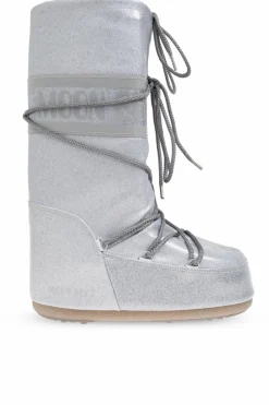 Moon Boot SREBRNY Śniegowce `Icon Glitter`
