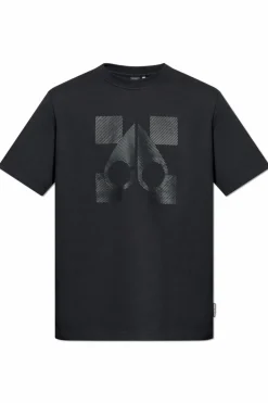 Moose Knuckles CZARNY T-shirt z nadrukowanym logo