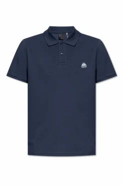 Moose Knuckles GRANATOWY Polo z naszywką z logo