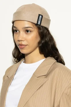 Moschino beżowy Bawełniana czapka z naszywką z logo