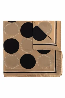 Moschino beżowy Jedwabna apaszka z logo