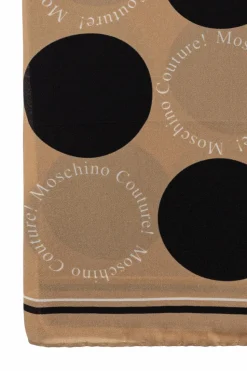 Moschino beżowy Jedwabna apaszka z logo