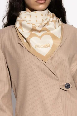 Moschino beżowy Jedwabna chusta