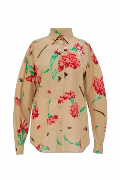 Moschino beżowy Koszula z motywem kwiatowym