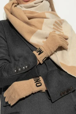 Moschino beżowy Rękawiczki z logo
