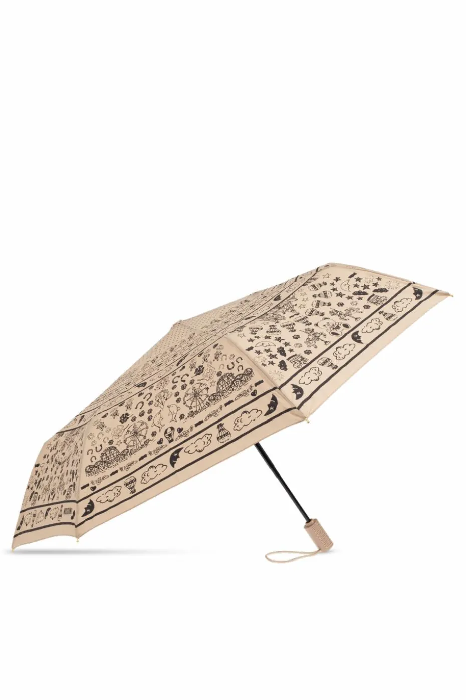 Moschino beżowy Składany parasol z logo